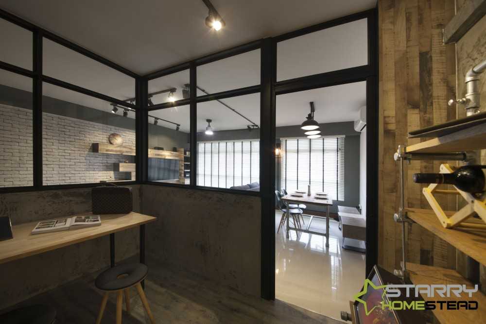 Industrial Study with Desk and Desk Chairs