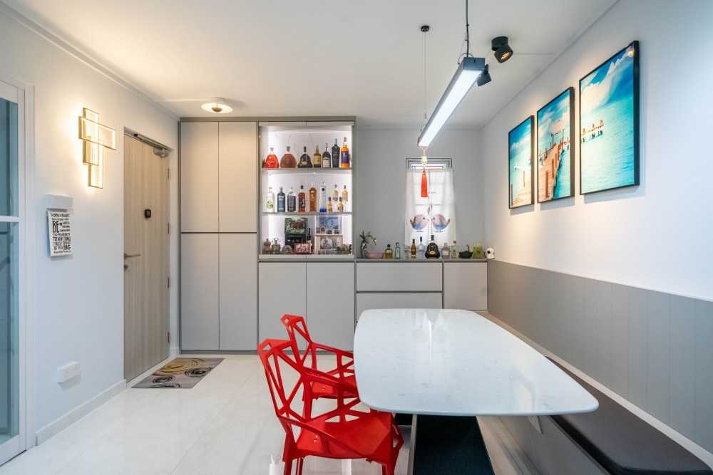 Modern Dining Room with Ceiling Light and Dining Table