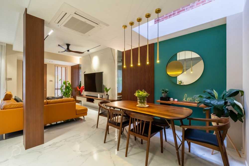 Modern Living Room with TV Console and Feature Wall