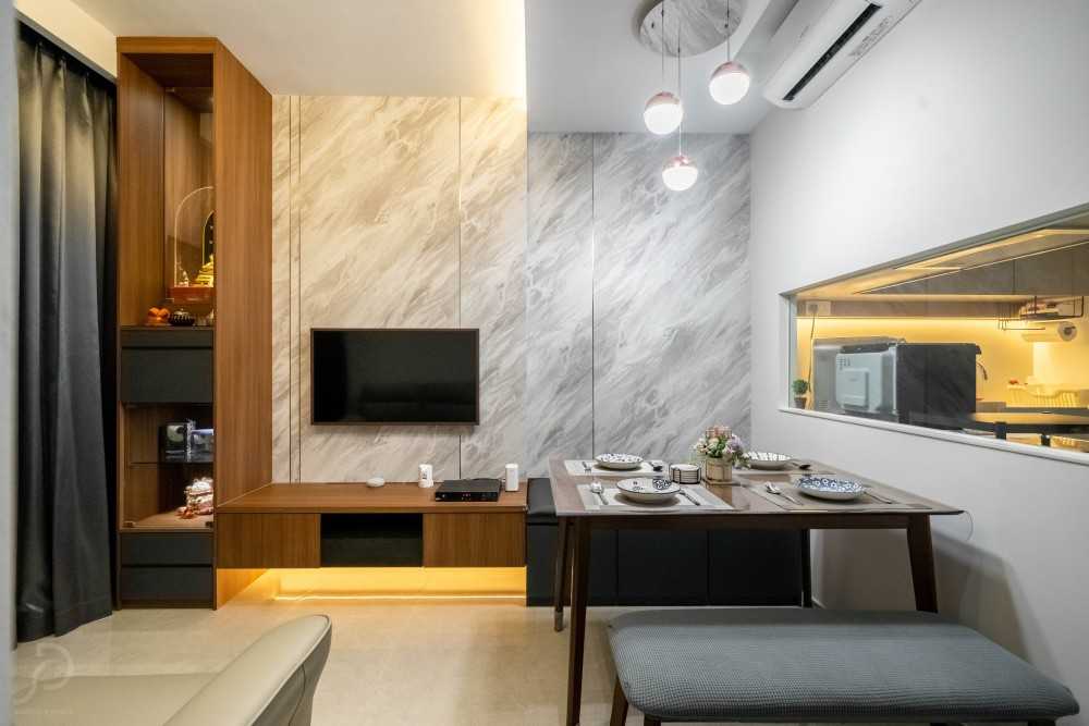 Modern Living Room with Feature Wall and Drop Light