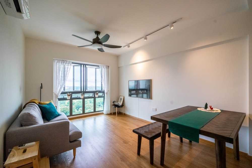 Transitional Living Room with Sofa and Side Table