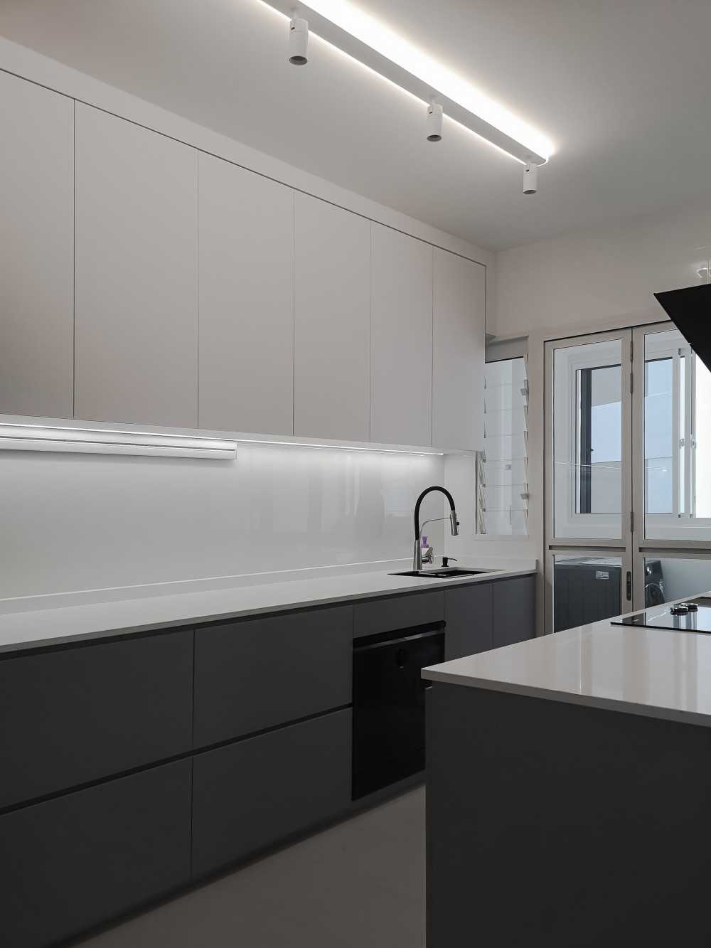 Scandinavian Kitchen with Countertop and Kitchen Window