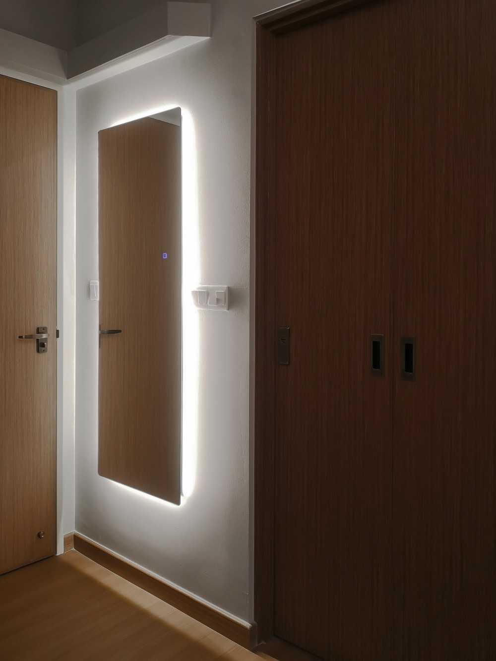 Scandinavian Bedroom with Mirror and Wardrobe