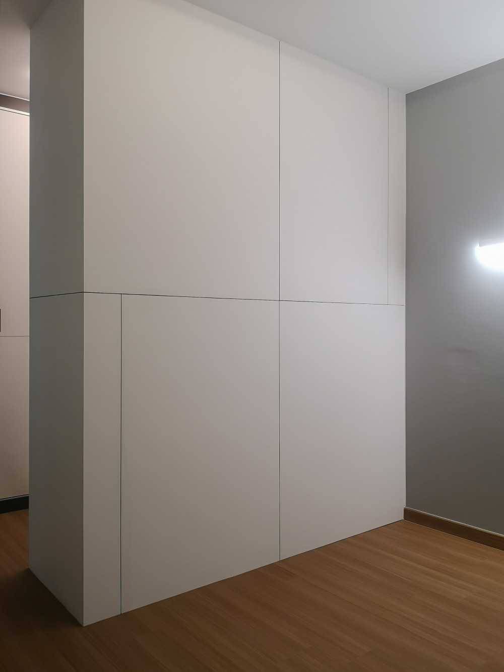 Scandinavian Bedroom with Wardrobe and Paintings