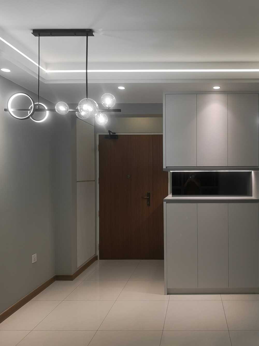Scandinavian Living Room with Storage Cabinets and Display Cabinets