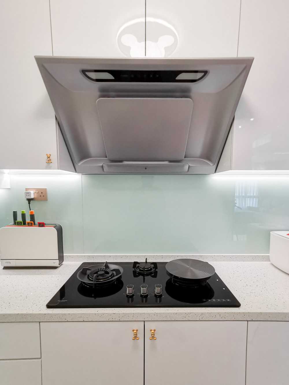 Contemporary Kitchen with Countertop and Drop Light