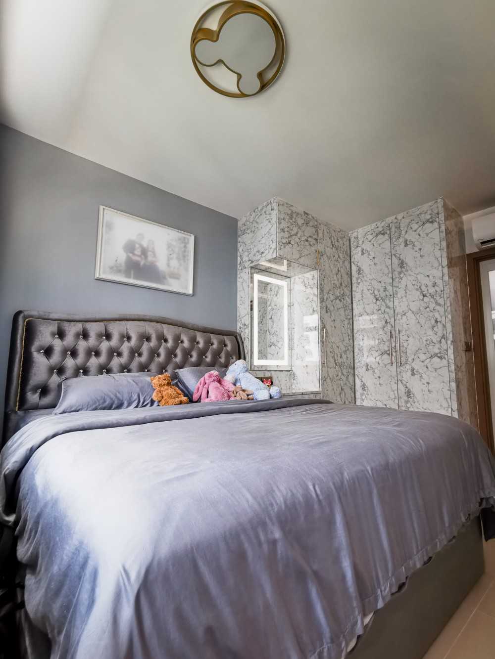 Contemporary Bedroom with Ceiling Light and Wardrobe