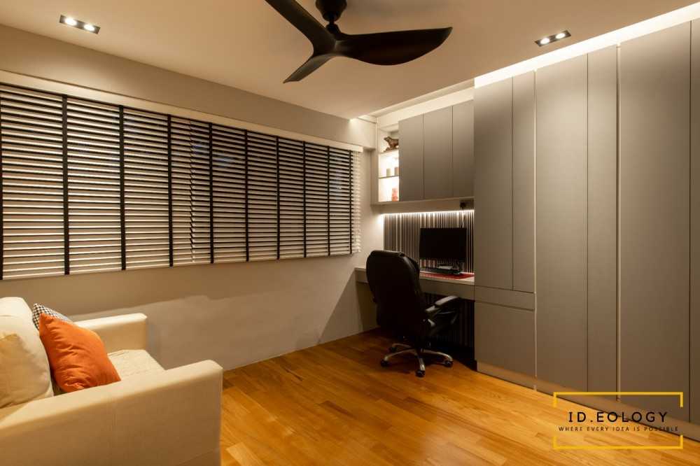Contemporary Study with Bookshelf and Ceiling Light