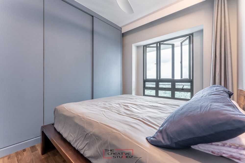 Scandinavian Bedroom with Vinyl Flooring and Wardrobe
