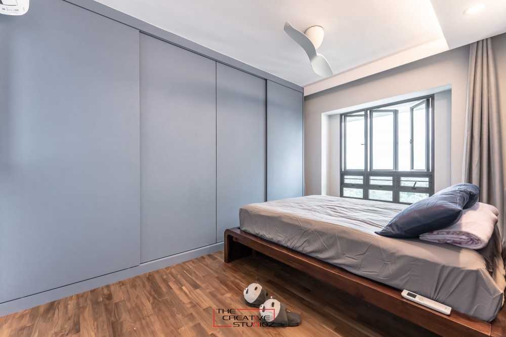Scandinavian Bedroom with Vinyl Flooring and Wardrobe