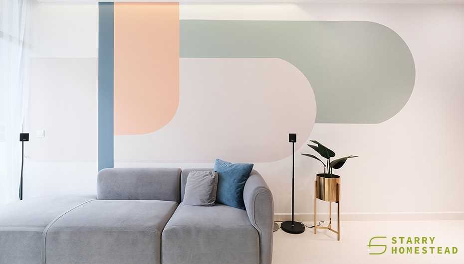 Modern Living Room with Feature Wall and Drop Ceiling