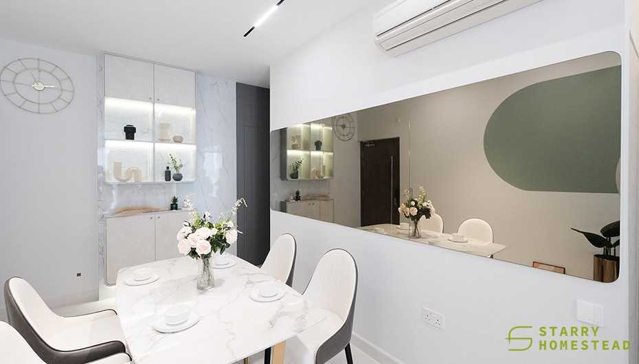 Modern Dining Room with Drop Light and Dining Table