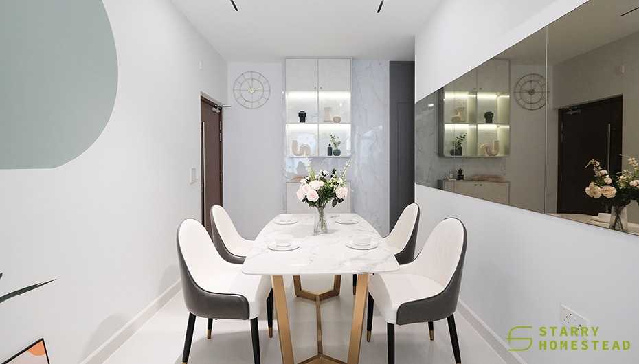 Modern Dining Room with Downlights and Dining Table
