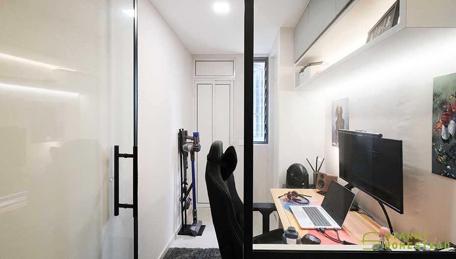 Modern Study with Bookshelf and Drop Light
