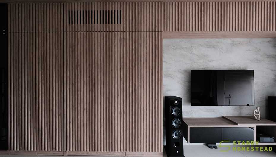 Modern Living Room with TV Console and Feature Wall