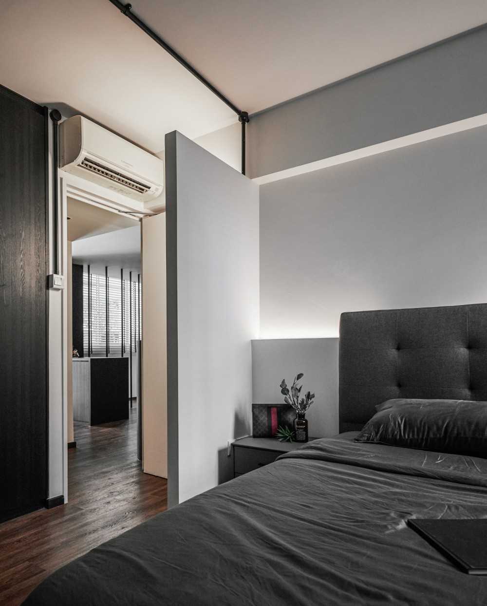 Contemporary Bedroom with Wardrobe and Bedside Table