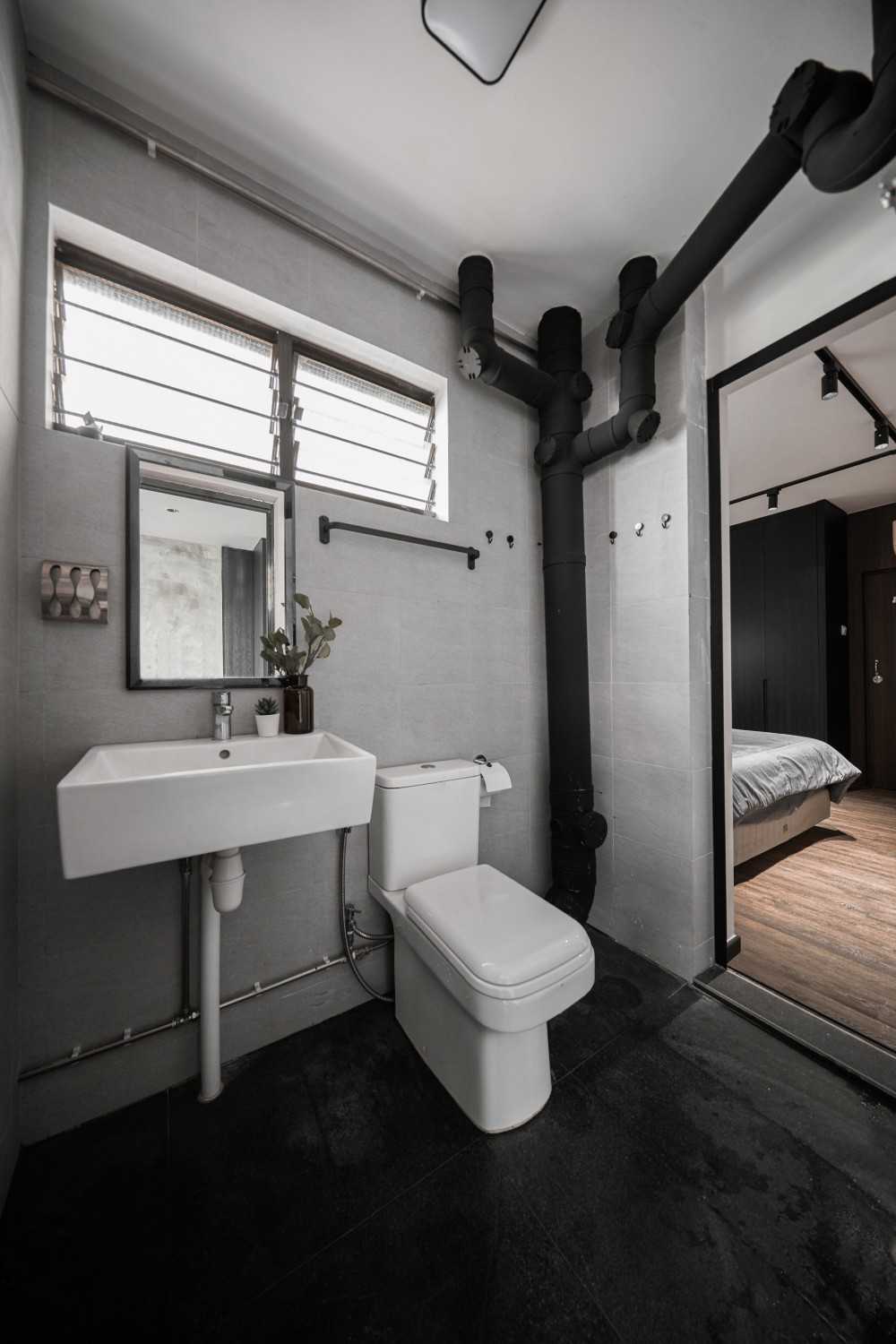 Contemporary Bathroom with Mirror and Bathroom Mirrors