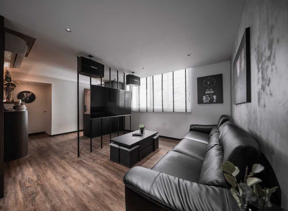 Contemporary Living Room with Ceiling Light and Sofa