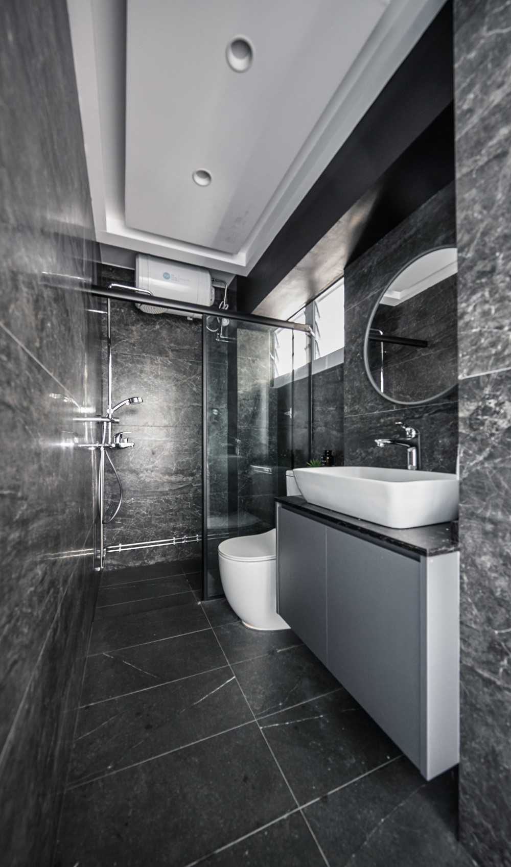 Contemporary Bathroom with Mirror and Shower Screen