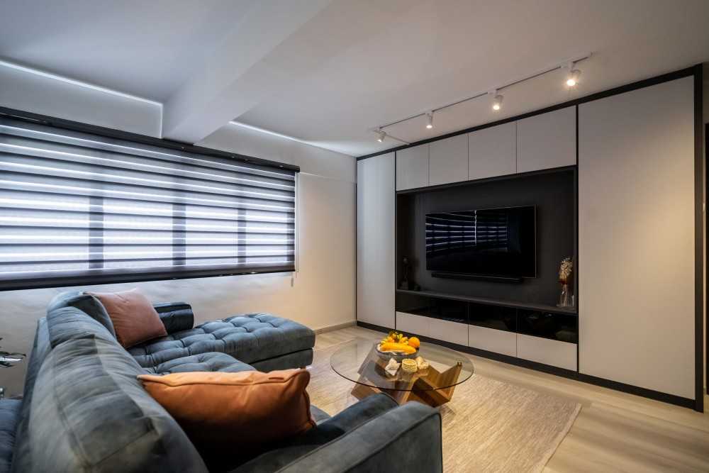Modern Living Room with TV Console and Feature Wall