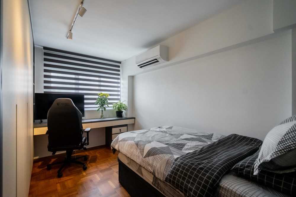 Modern Bedroom with Bookshelf and Built-in Bed