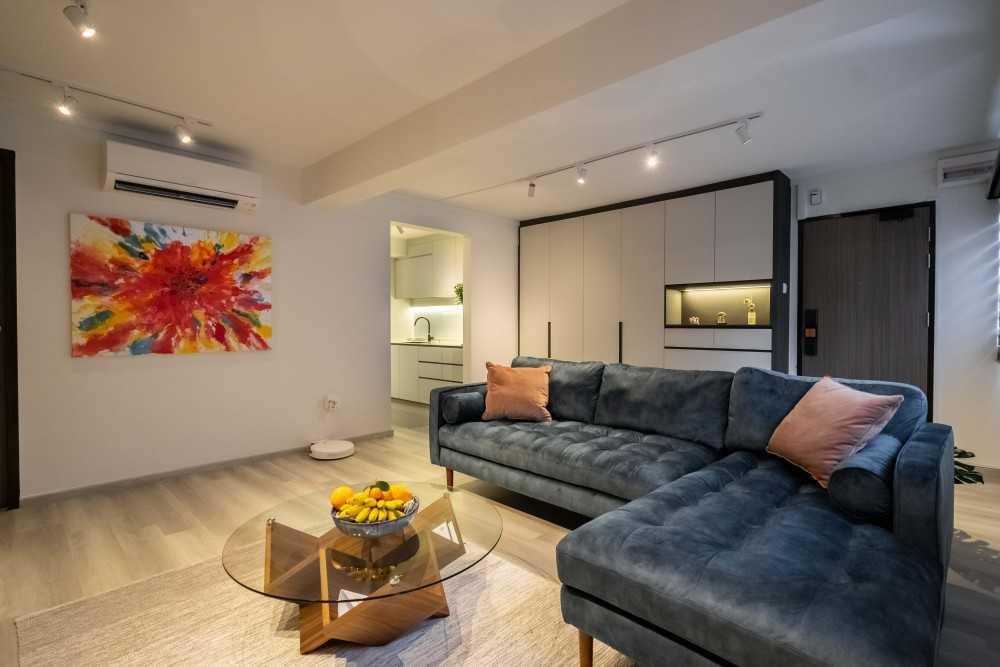 Modern Living Room with TV Console and Feature Wall