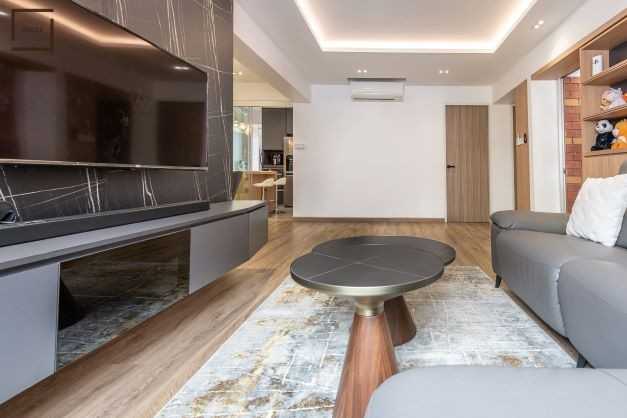 Contemporary Living Room with TV Console and Sofa