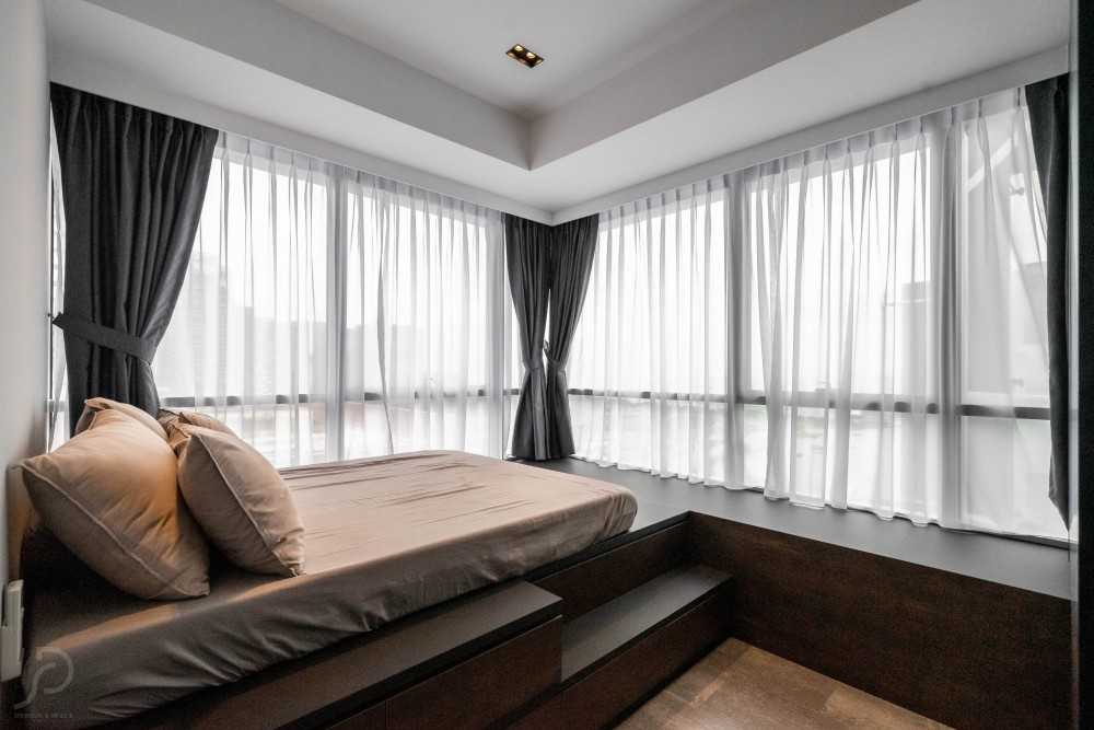 Modern Bedroom with Platform Bed and Wardrobe
