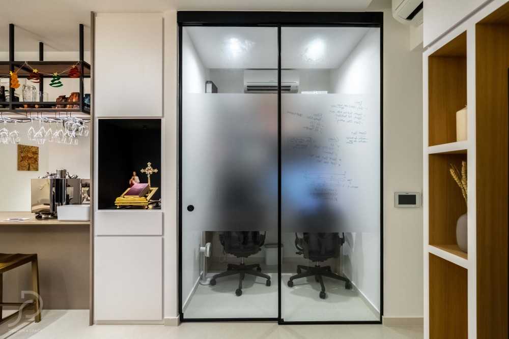 Modern Study with Bookshelf and Drop Light
