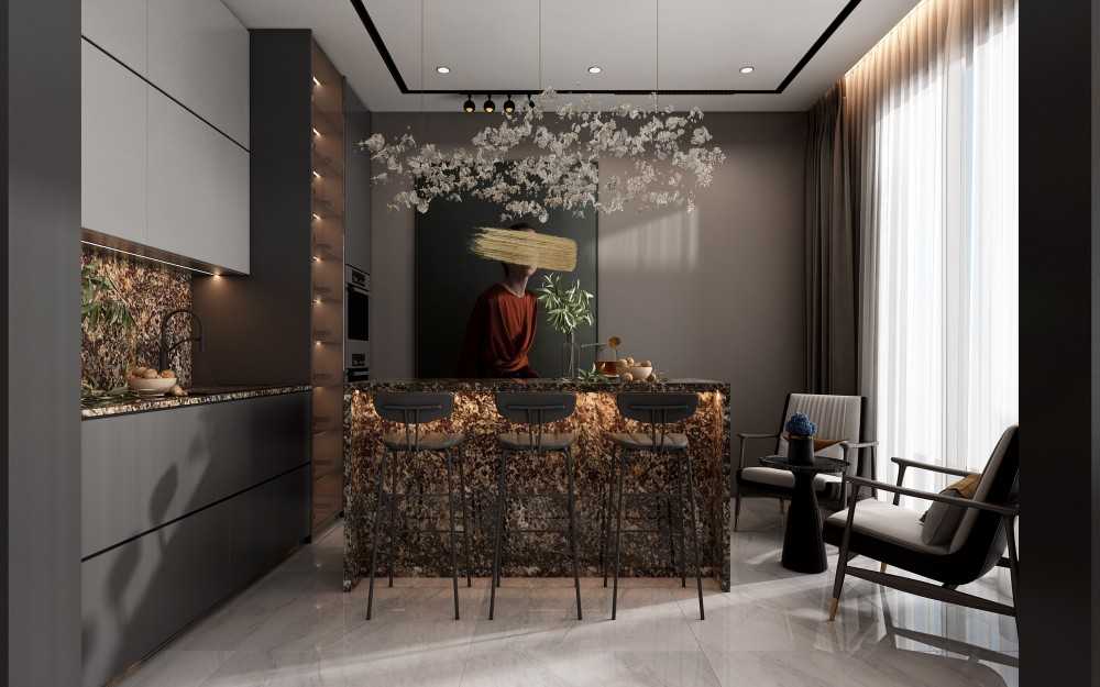 Modern Home Bar with Countertop and Drop Ceiling