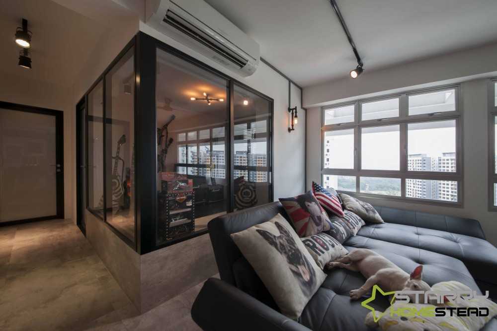 Eclectic Living Room with Sofa and Tiles