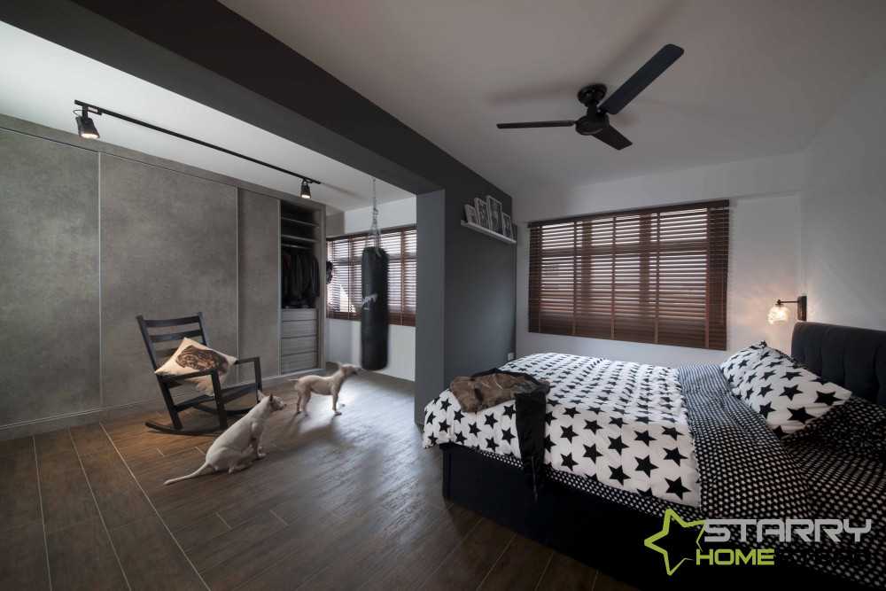 Eclectic Bedroom with Wardrobe and Sliding Wardrobe