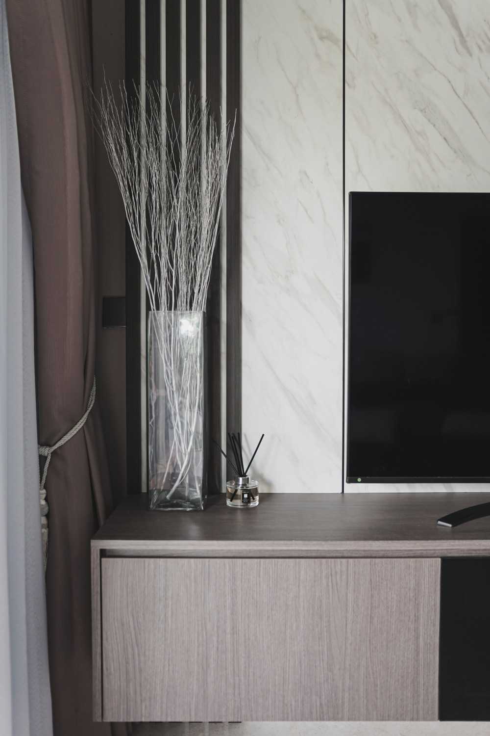Modern Living Room with TV Console and Feature Wall