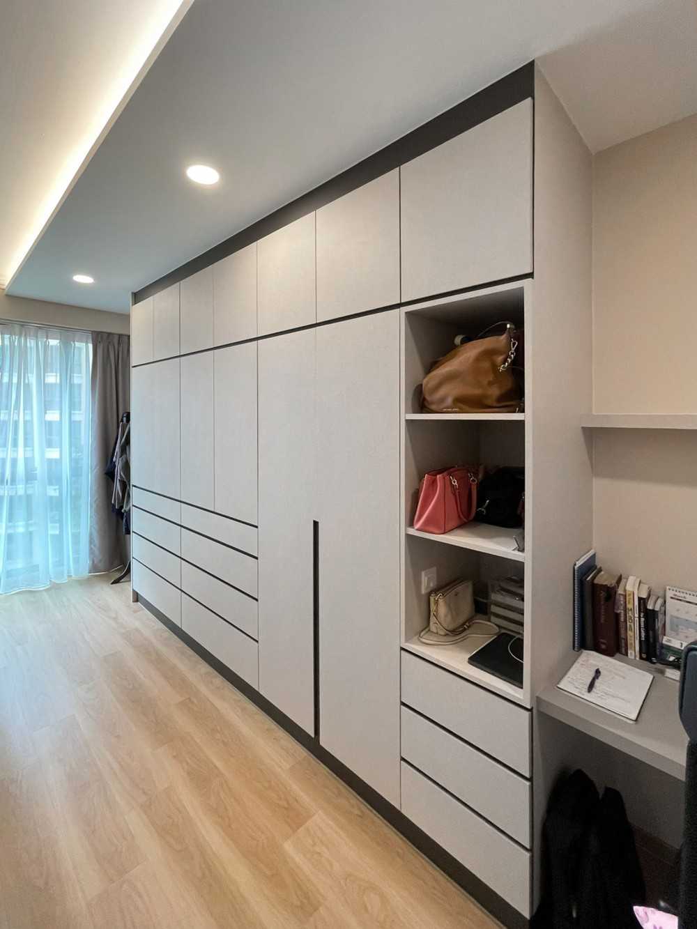 Scandinavian Bedroom with Wardrobe and Window Grille