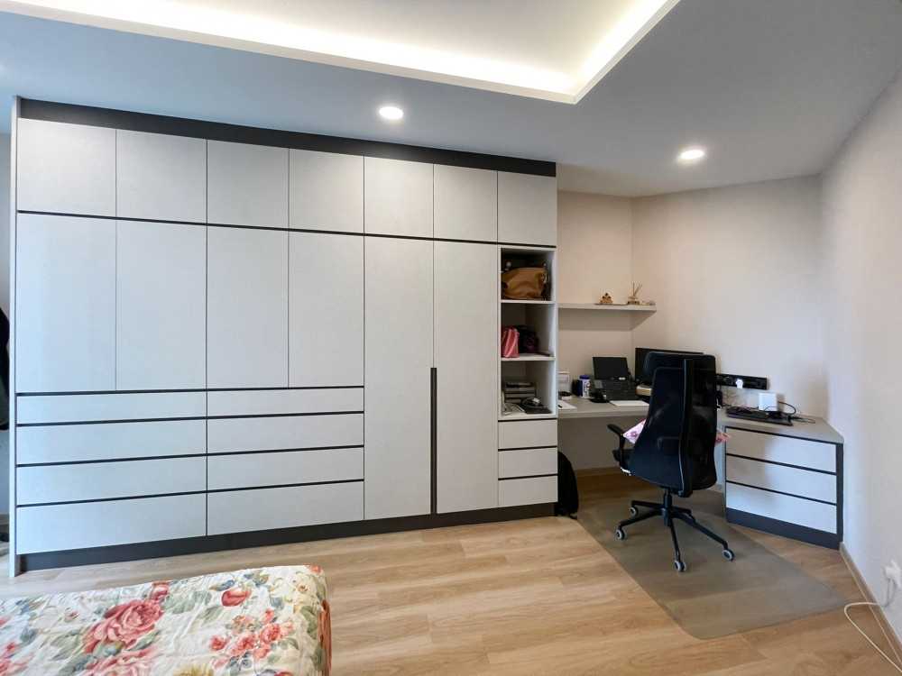 Scandinavian Bedroom with Wardrobe and Bedroom Dresser