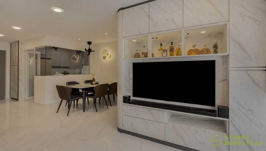 Modern Living Room with TV Console and Feature Wall