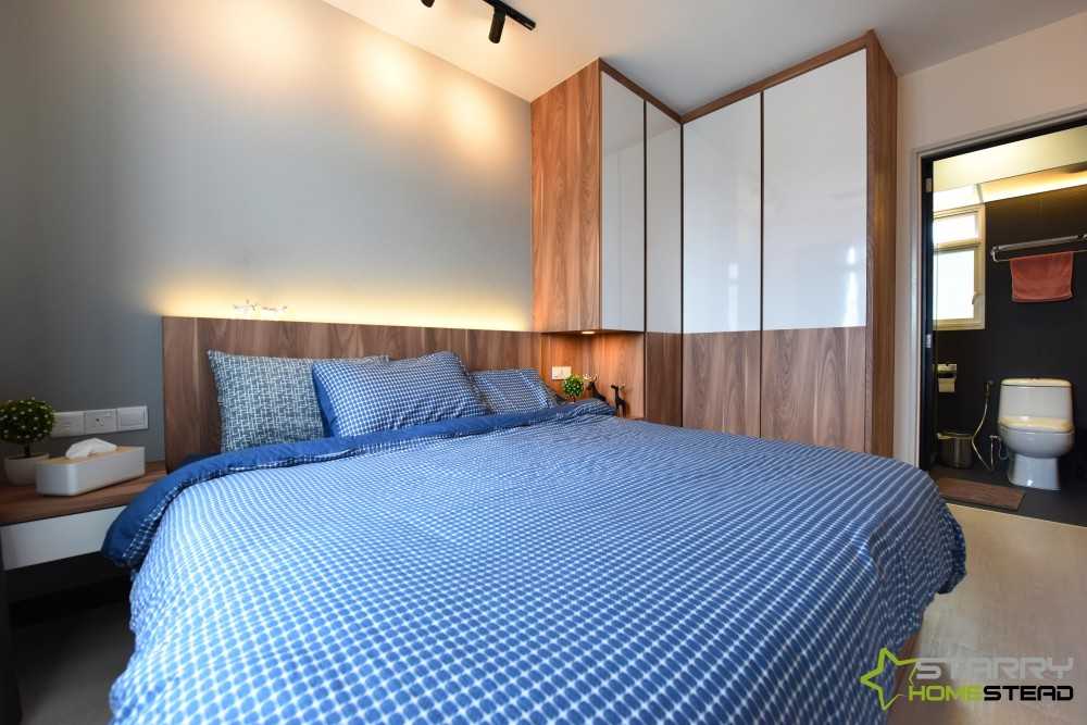 Scandinavian Bedroom with Wardrobe and Bedside Table