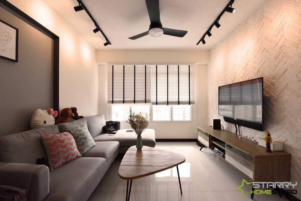 Scandinavian Living Room with TV Console and Sofa