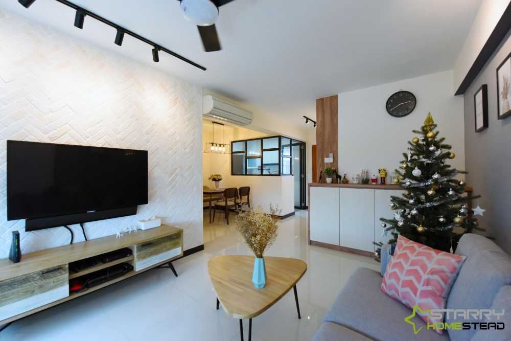 Scandinavian Living Room with TV Console and Sofa