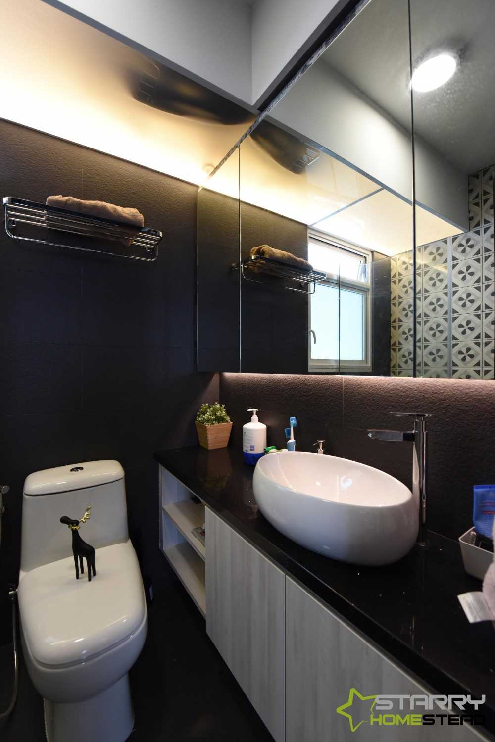 Scandinavian Bathroom with Mirror and Vanity Counter