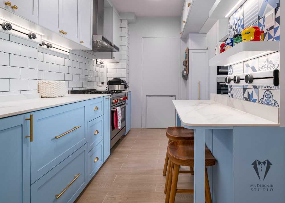Eclectic Kitchen with Countertop and Kitchen Cabinets