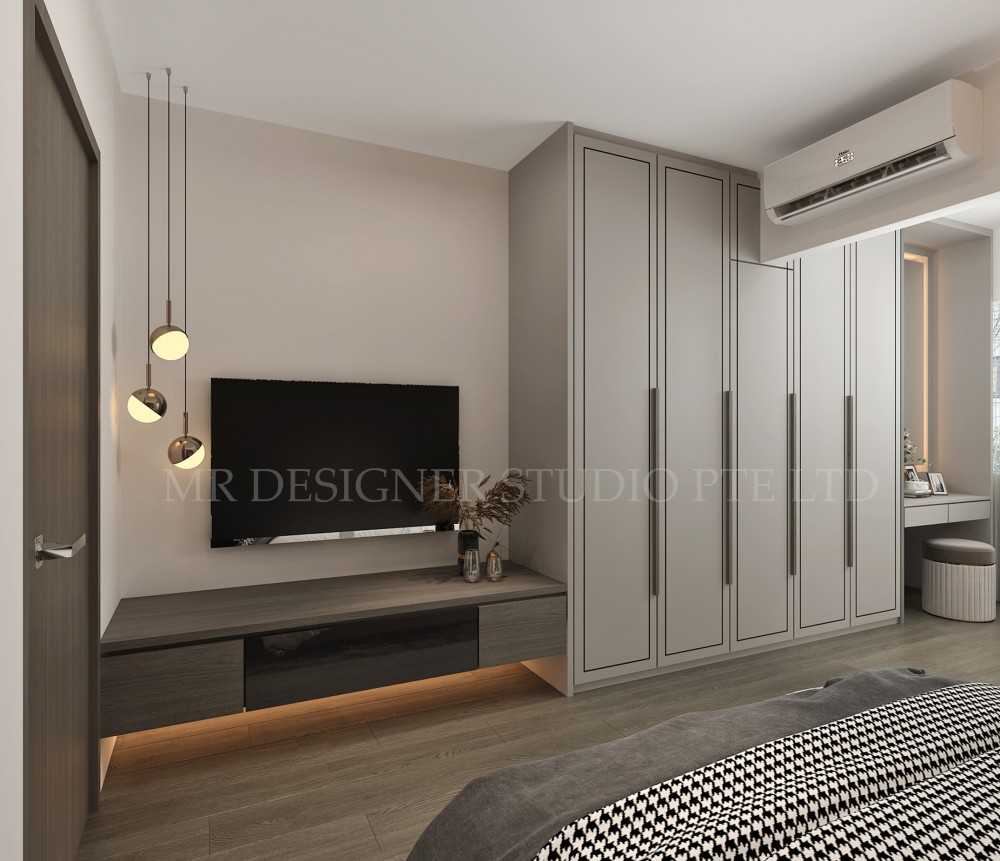 Eclectic Bedroom with Vinyl Flooring and Wardrobe