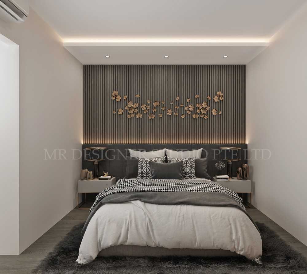 Eclectic Bedroom with Bookshelf and Platform Bed