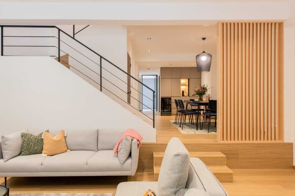Contemporary Living Room with TV Console and Feature Wall