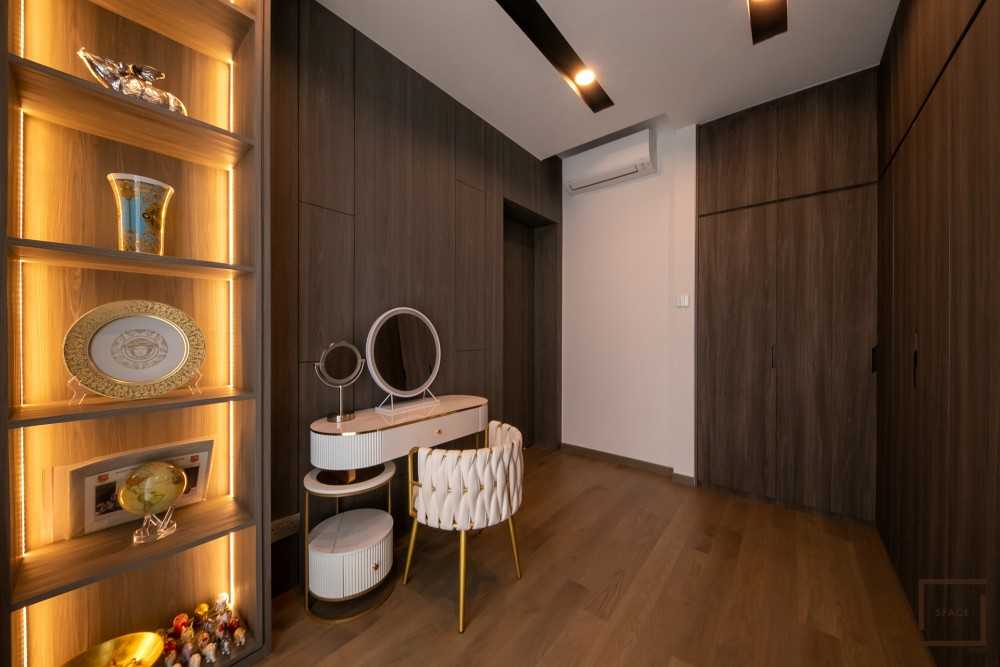 Modern Bedroom with Vinyl Flooring and Ceiling Light
