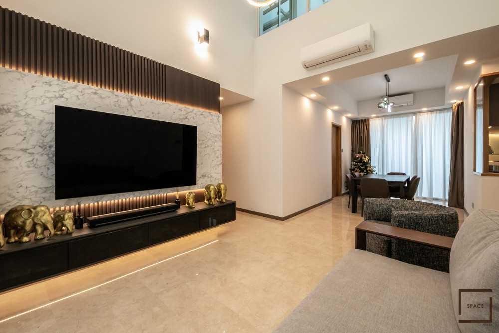 Modern Living Room with TV Console and Feature Wall