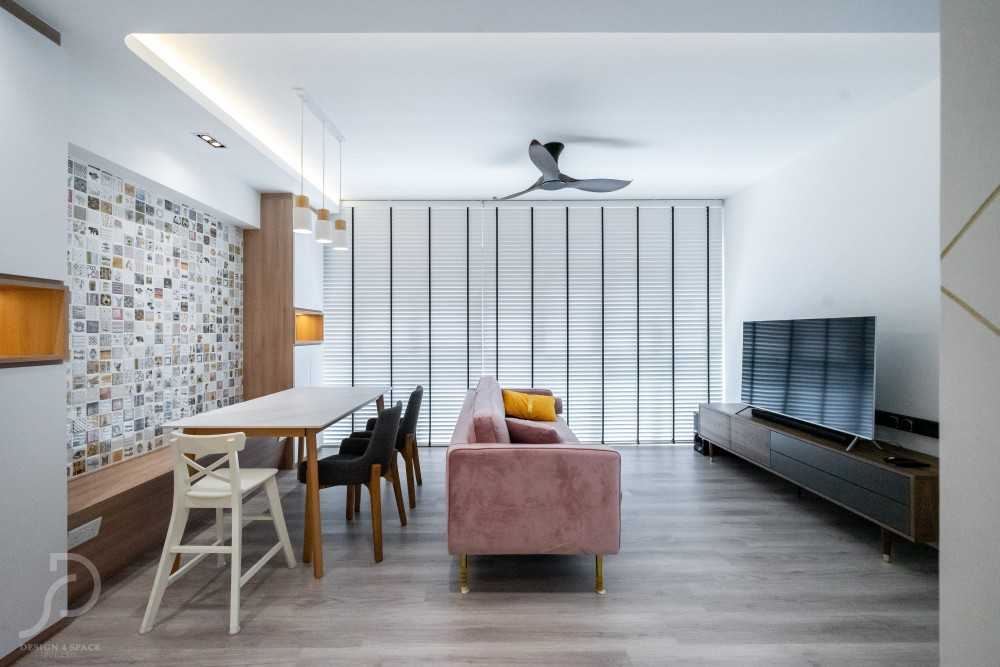 Contemporary Living Room with TV Console and Feature Wall