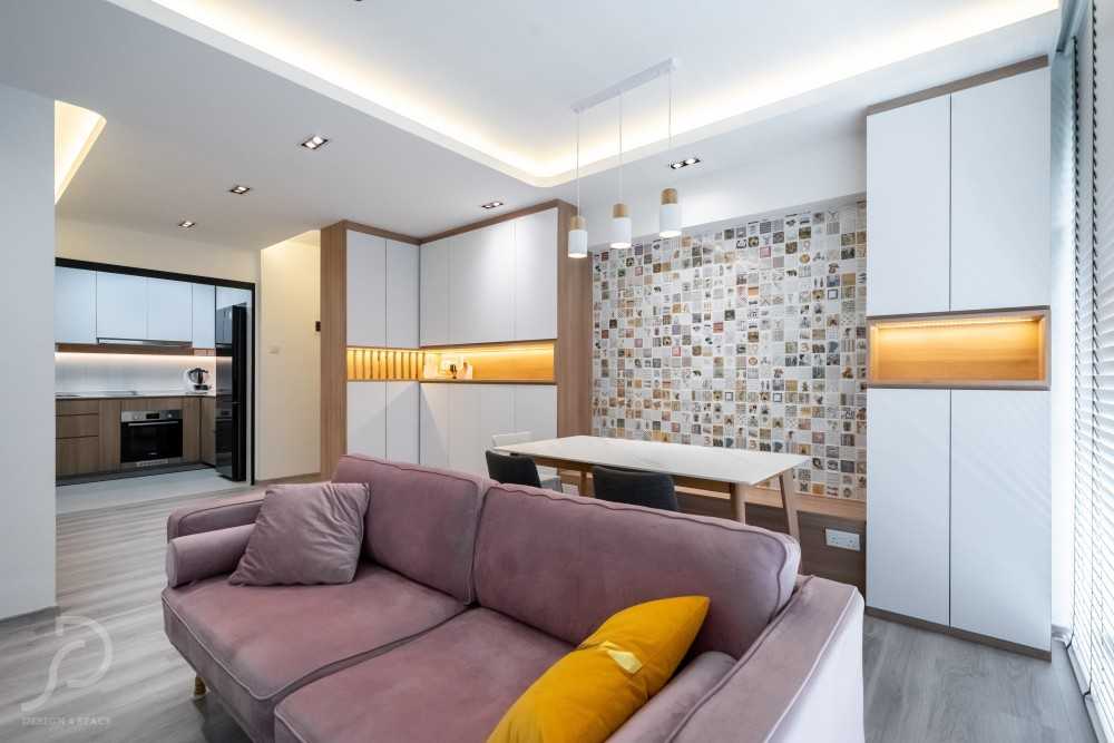 Contemporary Dining Room with Ceiling Light and Downlights