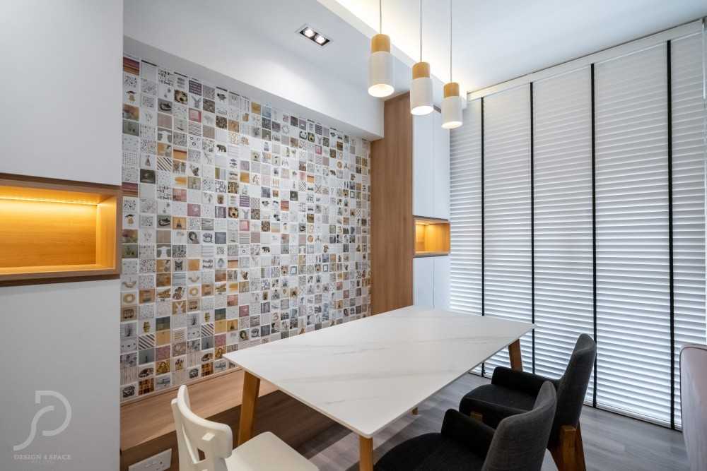 Contemporary Dining Room with Drop Ceiling and Ceiling Light