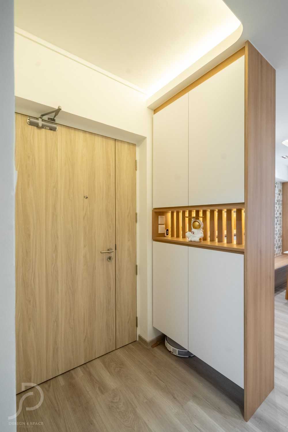 Contemporary Entryway with Mirror and Shoe Cabinets